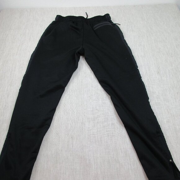 Reebok Sweatpants Mens Medium Black Pockets Fleece Lined Ankle Zip Drawstring - Picture 2 of 9